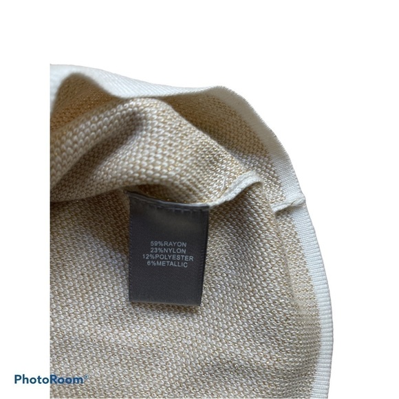 Marled Cream Gold Star Jeweled Hooded Sweater Women’s Large - Picture 7 of 7